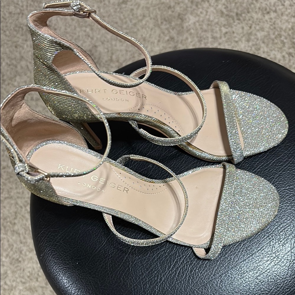 Kurt Geiger Silver Heels with Ankle Straps - Picture 6 of 10